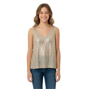 Zara Teen Size 13/14 Gold Sequin Sleeveless Tank Top